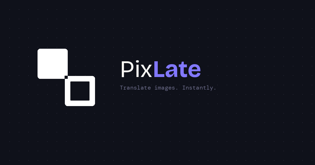 PixLate brand image for AI image and PDF translation.